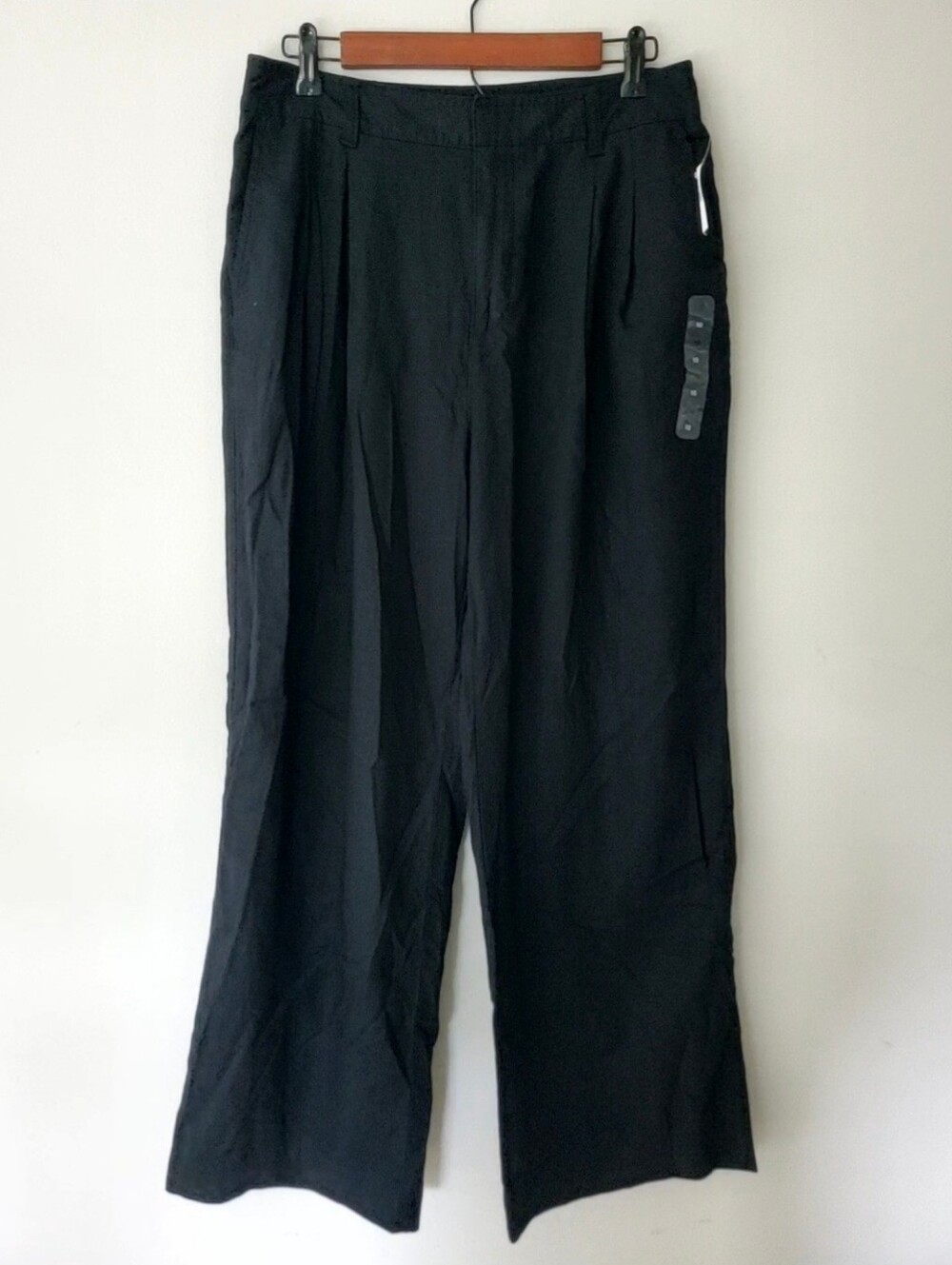 GAP High Rise Drapey Linen Rayon Pleated Wide Leg Pants Black Size 10 RT$70 NWT - Picture 5 of 9